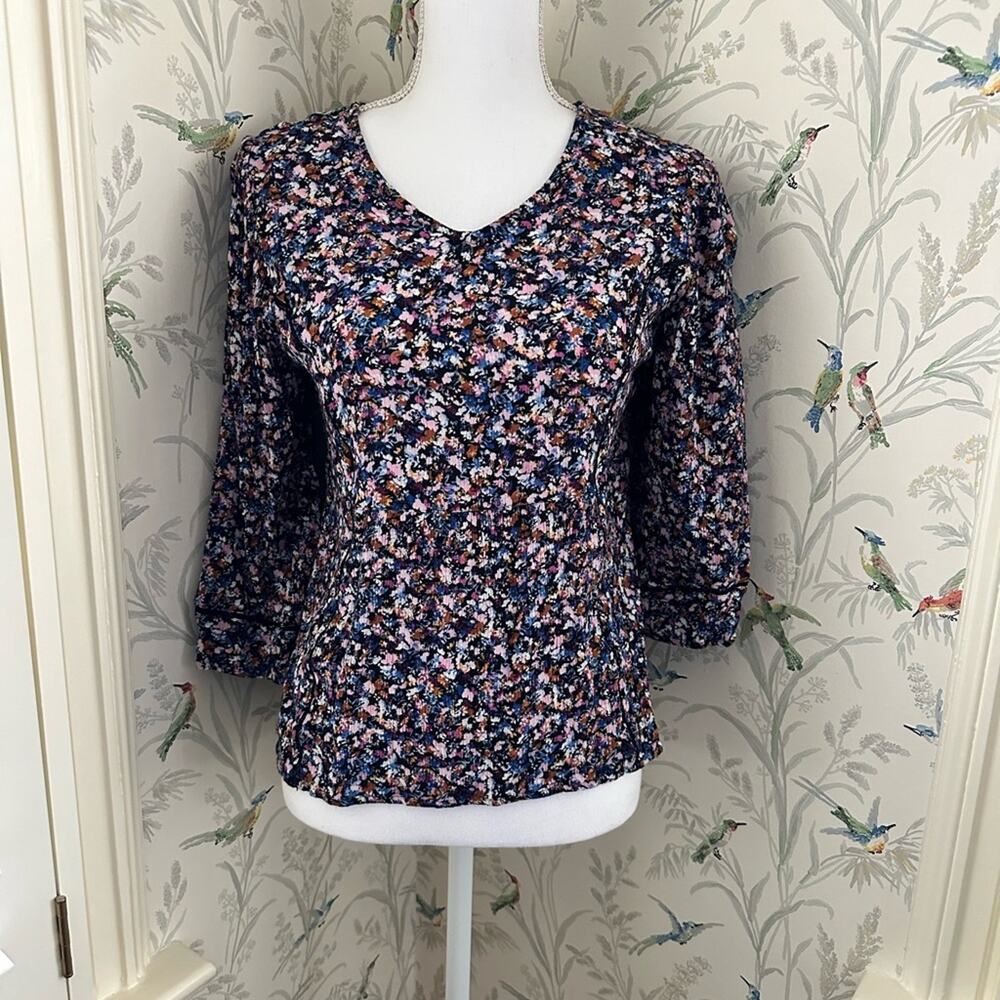 J Jill floral boho blouse women's XS